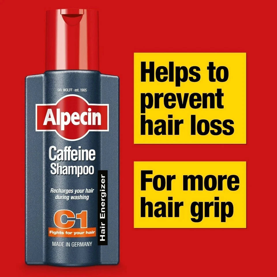 Alpecin Caffeine Shampoo C1 XXL 6x 375ml Natural Hair Growth Shampoo for Men